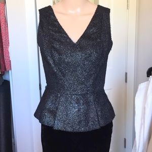 Black/Silver dressy Tahari peplum top